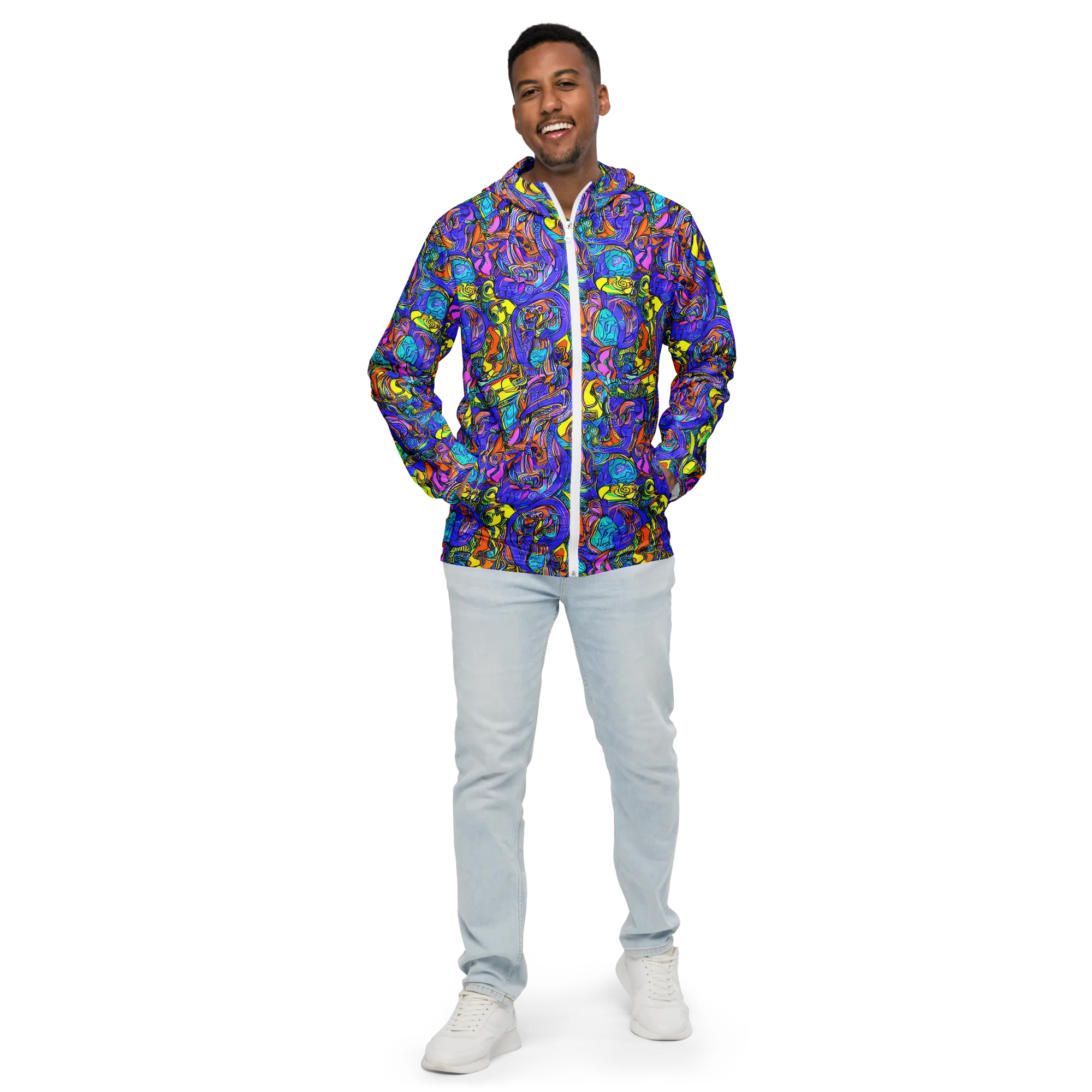 Electric Opulence on Men's Windbreaker — Front