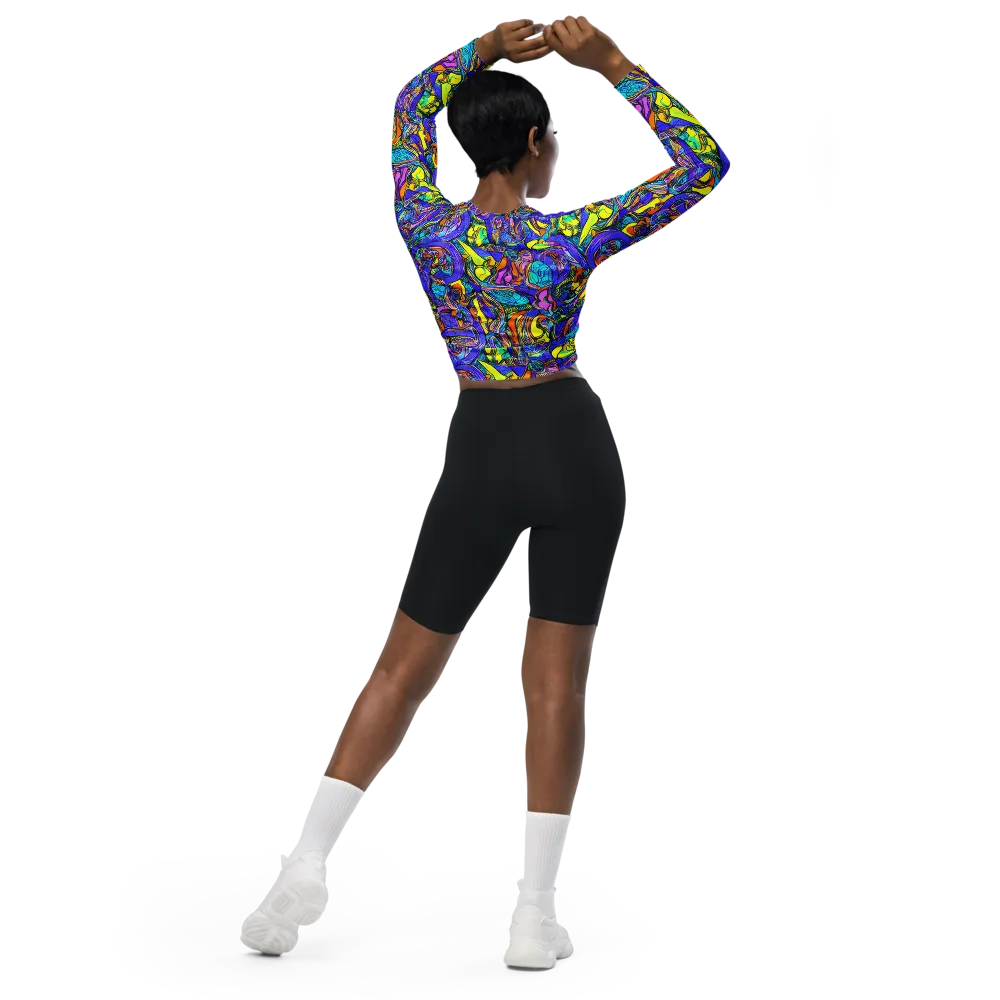 Electric Opulence on Long Sleeve Crop Top — Back