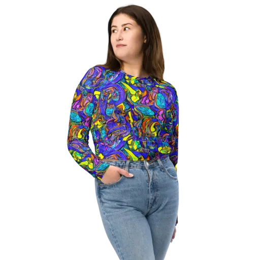 Electric Opulence on a Long Sleeve Crop Top