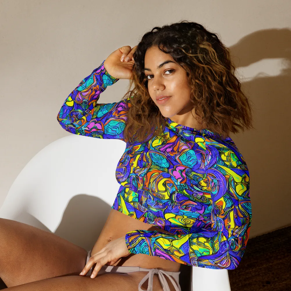 Electric Opulence on Long Sleeve Crop Top — Left Front