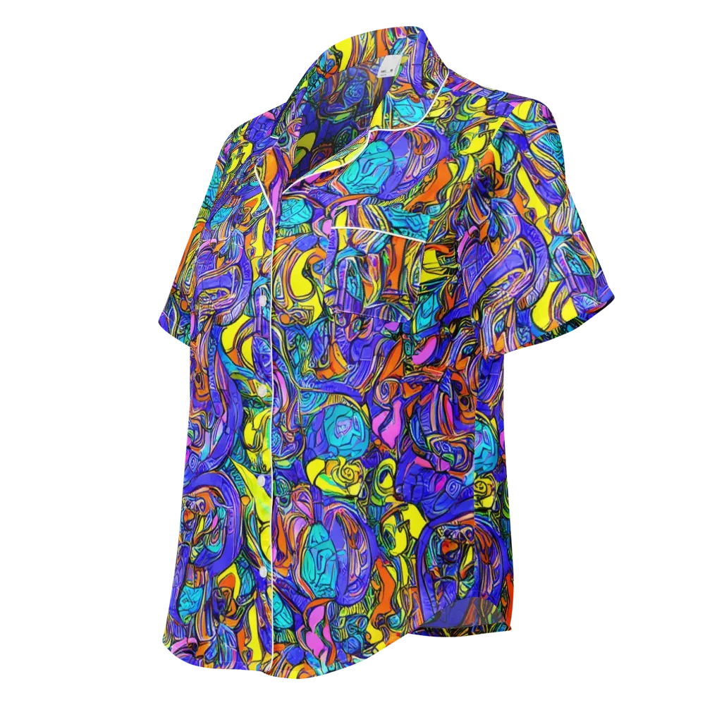 Electric Opulence on Women's Short Sleeve Pajama Top — Left Front