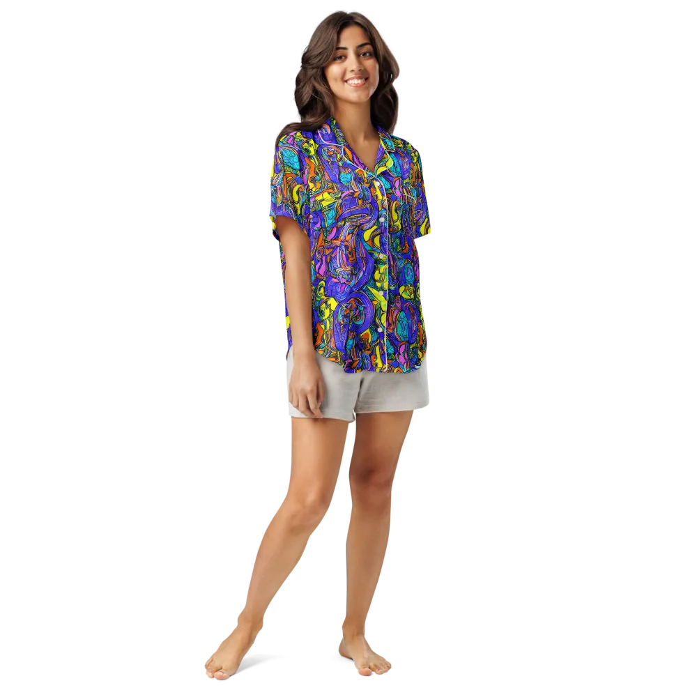 Electric Opulence on Women's Short Sleeve Pajama Top — Front