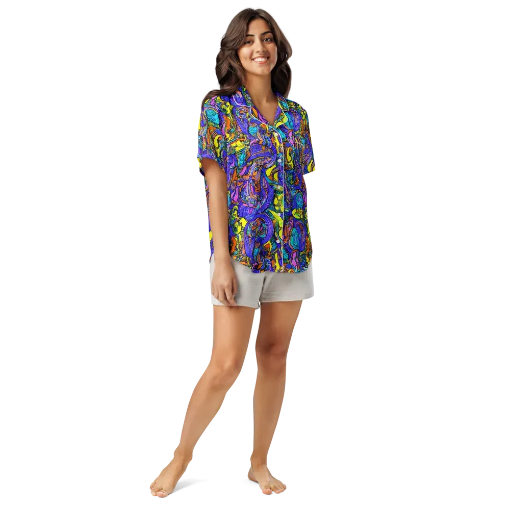 Electric Opulence on Women's Short Sleeve Pajama Top — Front