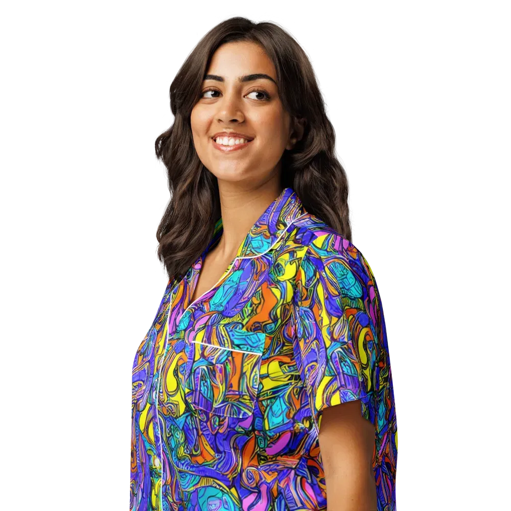 Electric Opulence on Women's Short Sleeve Pajama Top — Left Front