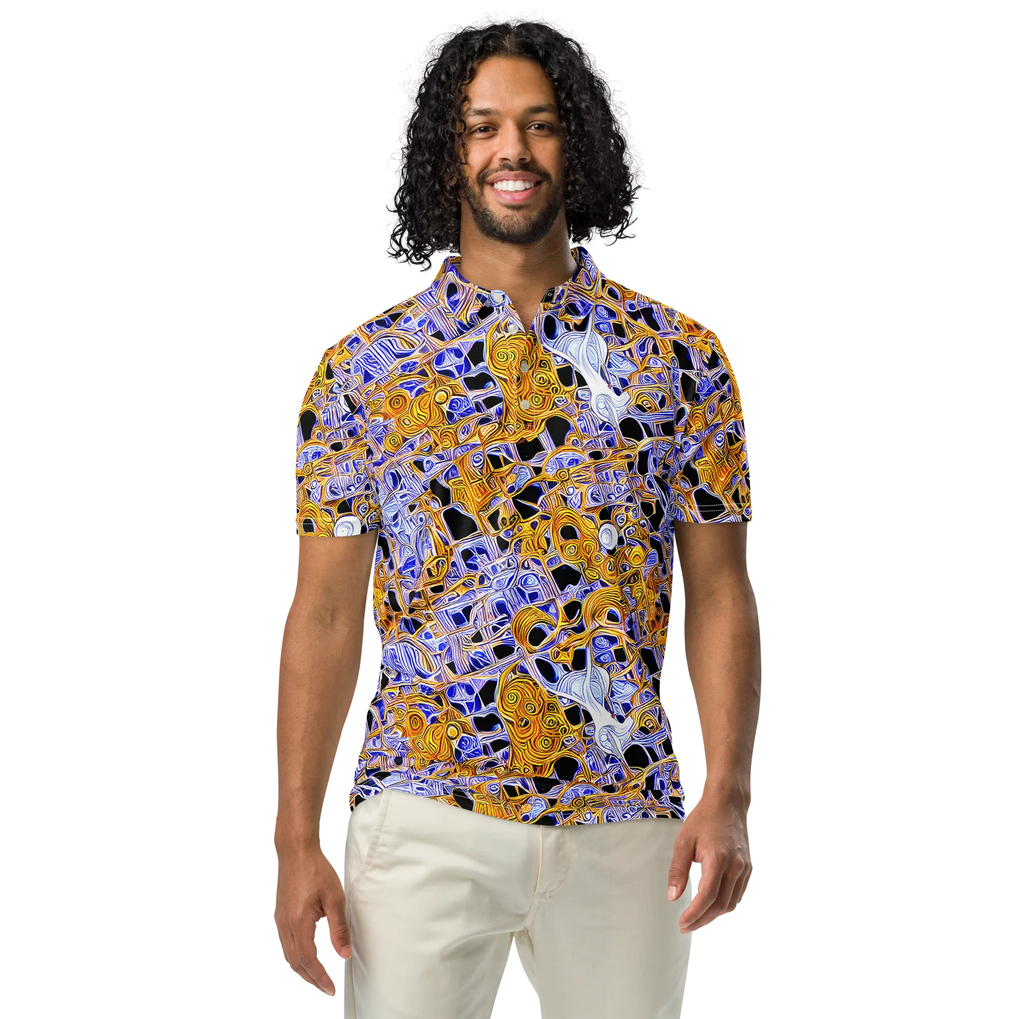 Cobalt Conflagration on Men's Slim Fit Polo Shirt — Front