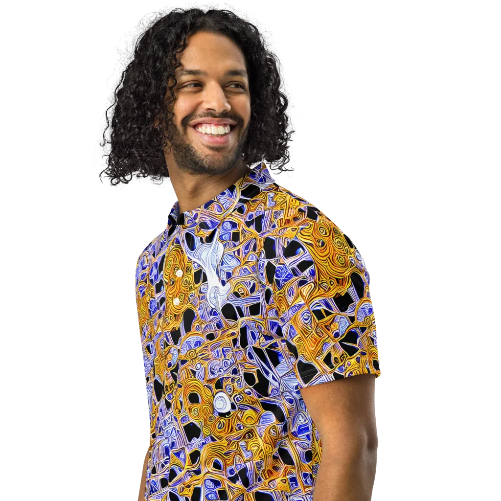 Cobalt Conflagration on Men's Slim Fit Polo Shirt — Left Front