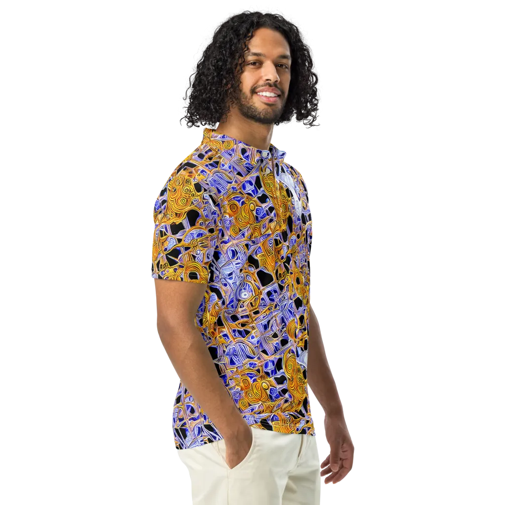 Cobalt Conflagration on Men's Slim Fit Polo Shirt — Right Front
