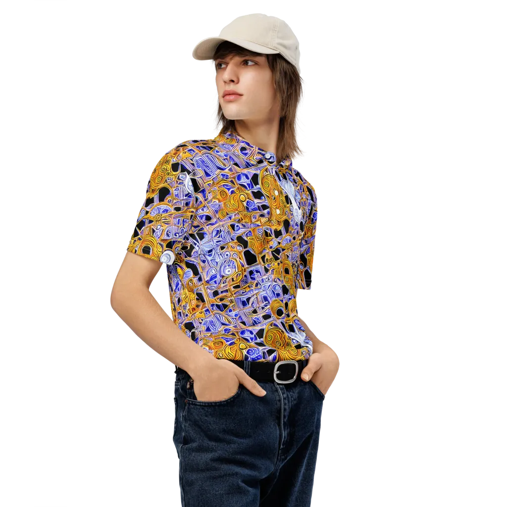 Cobalt Conflagration on Men's Slim Fit Polo Shirt — Right Front