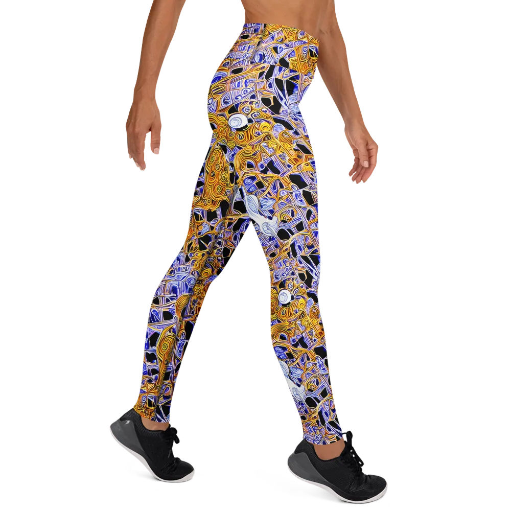 Cobalt Conflagration on Yoga Leggings — Right