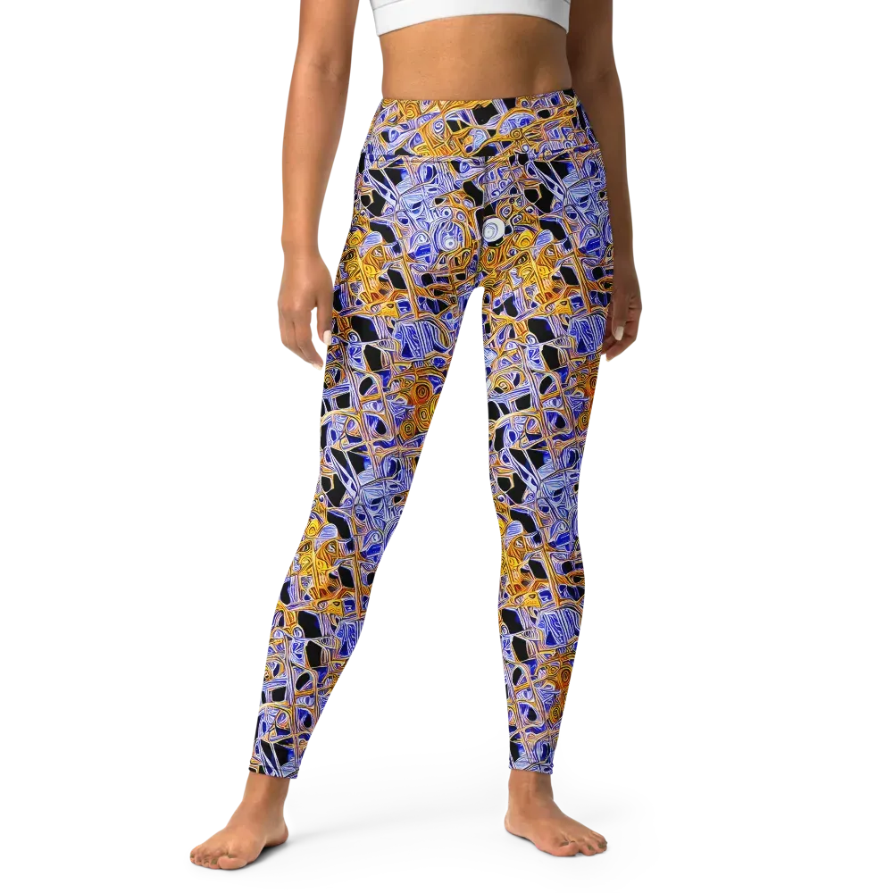 Cobalt Conflagration on Yoga Leggings — Front