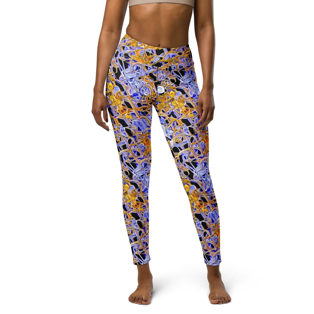 Cobalt Conflagration on Yoga Leggings — Front