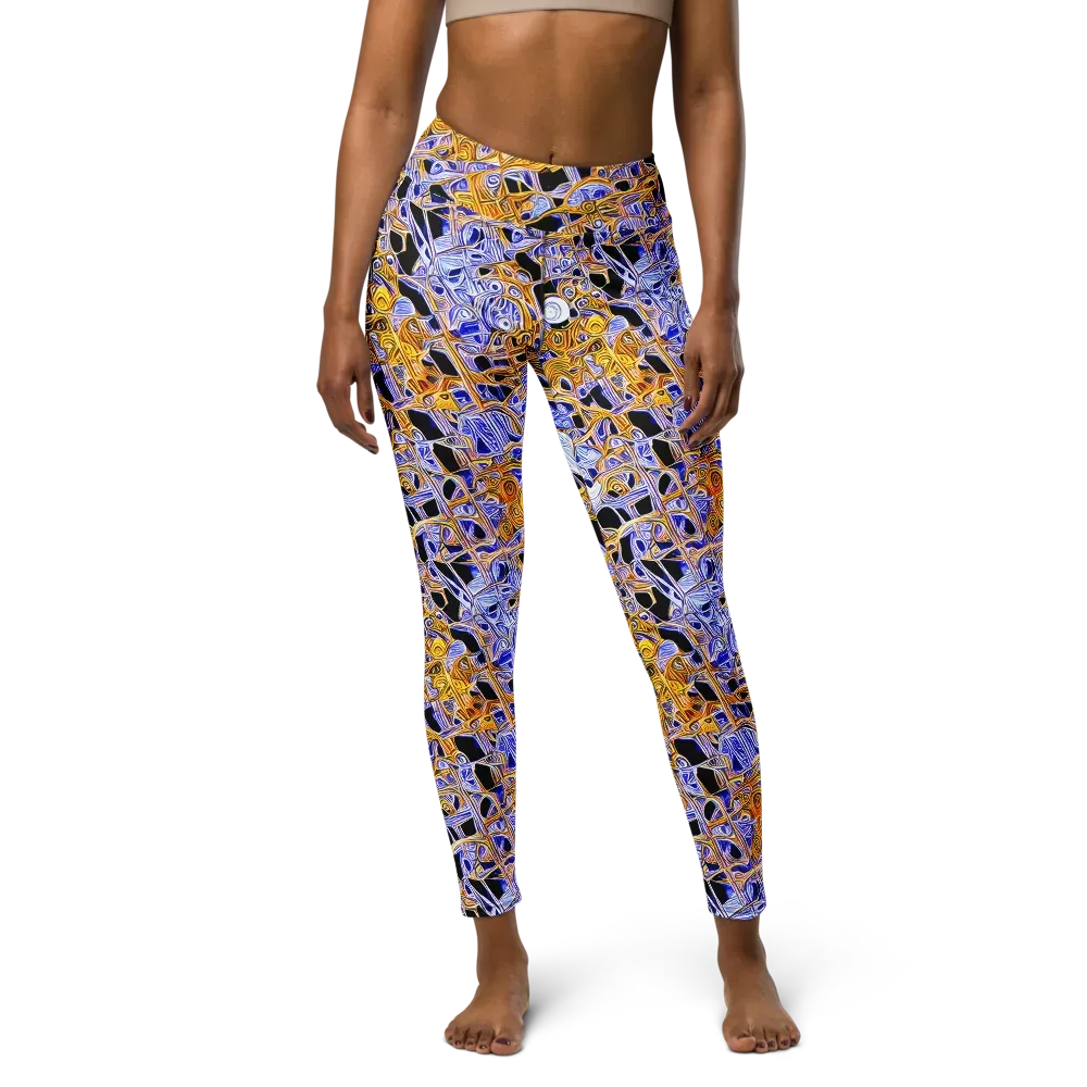 Cobalt Conflagration on Yoga Leggings — Front