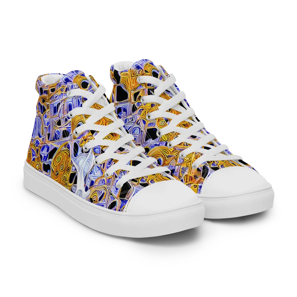 Cobalt Conflagration on Men's High Top Canvas Shoes — Right Front