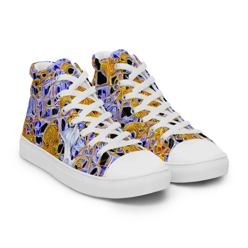Cobalt Conflagration on a Men's High Top Canvas Shoes