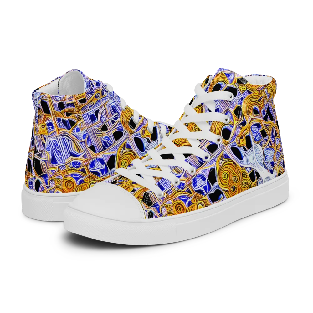 Cobalt Conflagration on Men's High Top Canvas Shoes — Left