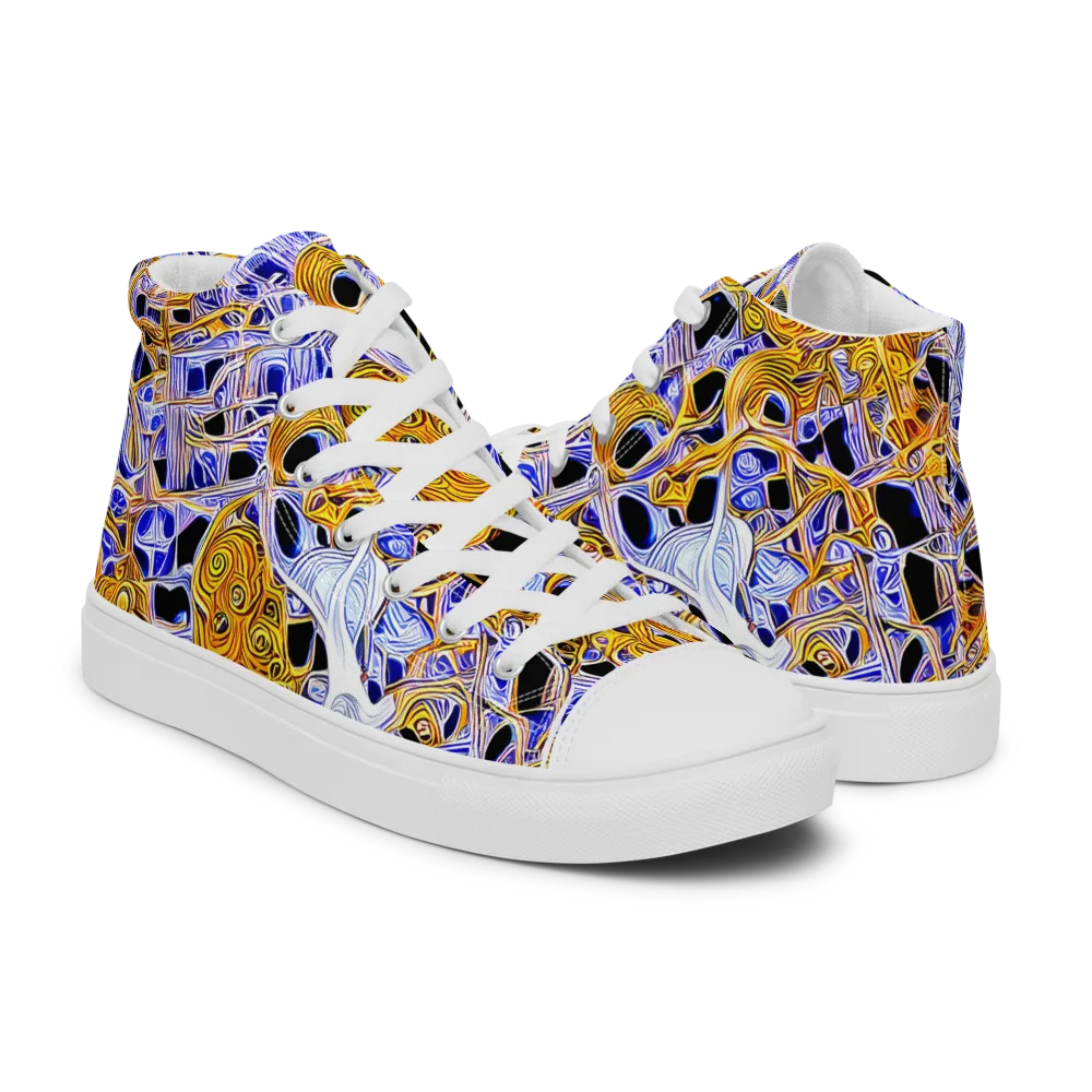 Cobalt Conflagration on Men's High Top Canvas Shoes — Right