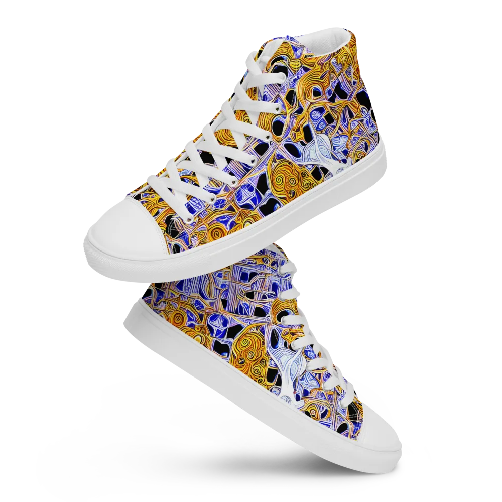 Cobalt Conflagration on Men's High Top Canvas Shoes — Front