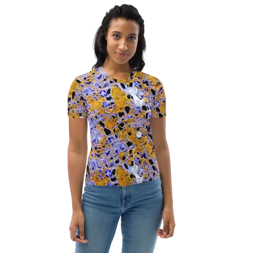 Cobalt Conflagration on a Women's Crew Neck T-Shirt