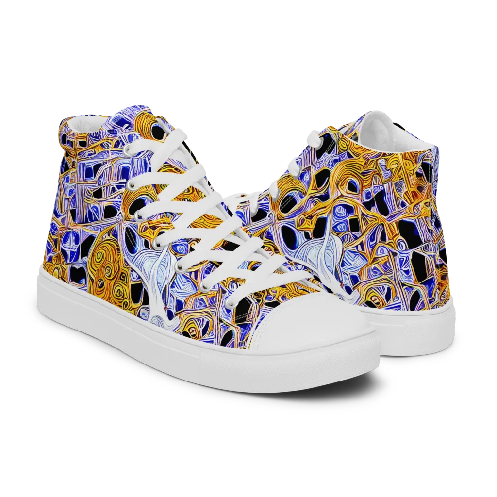 Cobalt Conflagration on Women's High Top Canvas Shoes — Right
