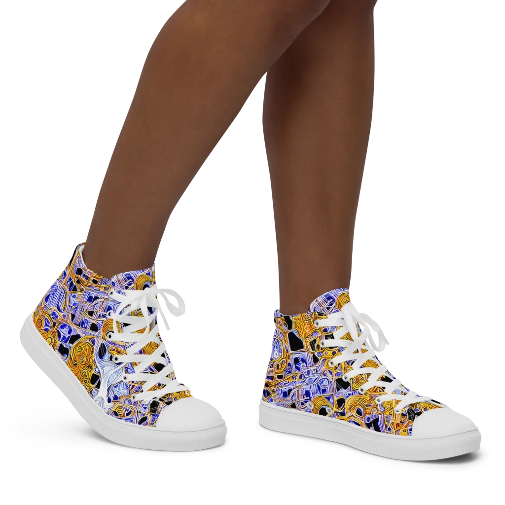 Cobalt Conflagration on Women's High Top Canvas Shoes — Right