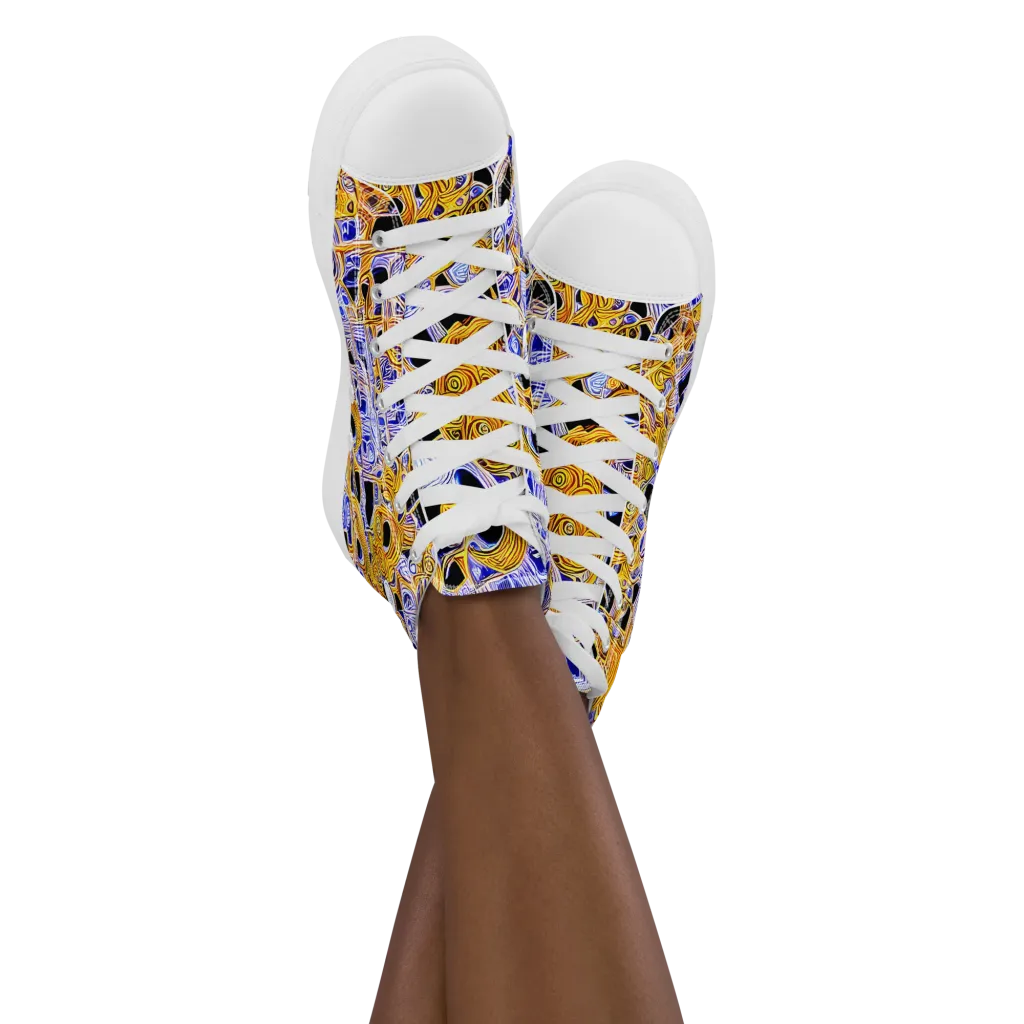 Cobalt Conflagration on Women's High Top Canvas Shoes — Front