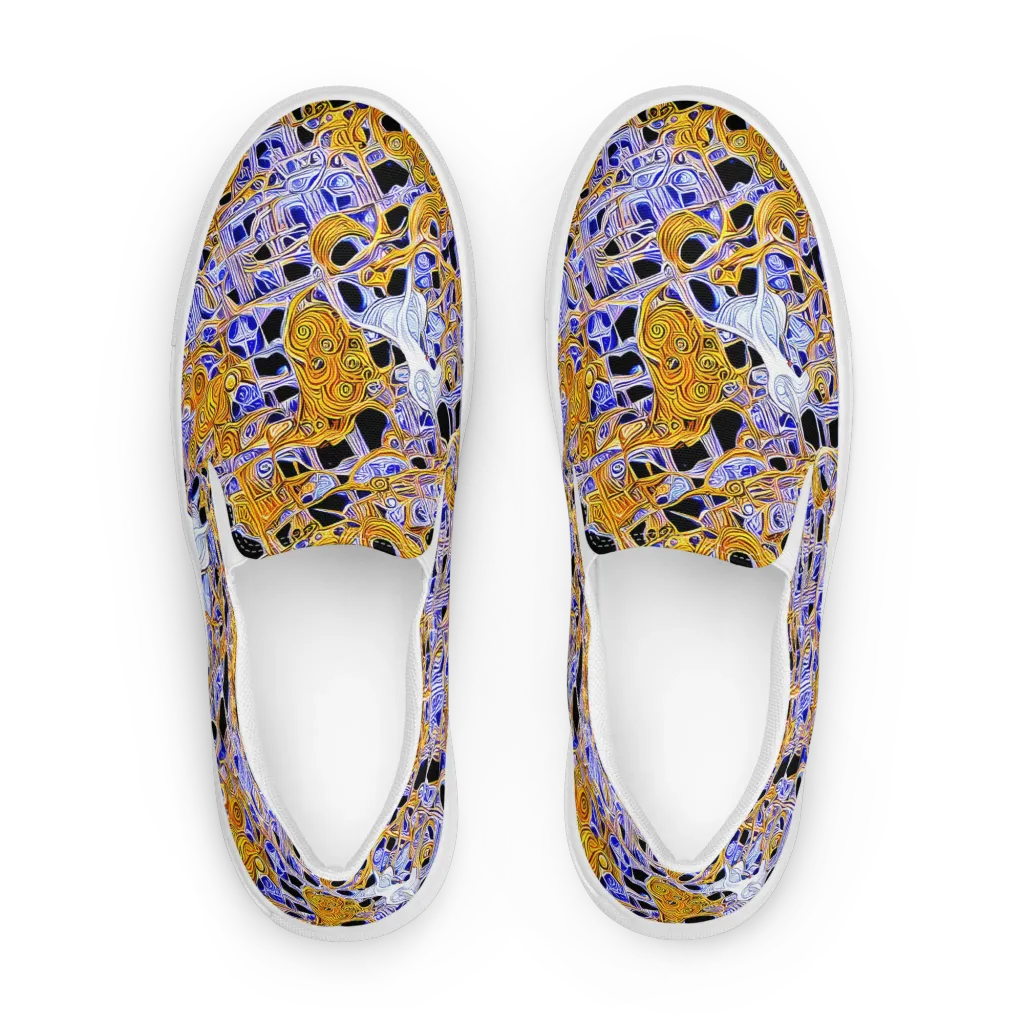 Cobalt Conflagration on Men's Slip-On Canvas Shoes — Front