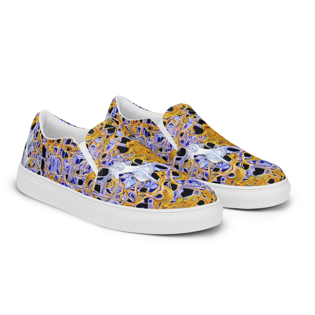 Cobalt Conflagration on Men's Slip-On Canvas Shoes — Right Front