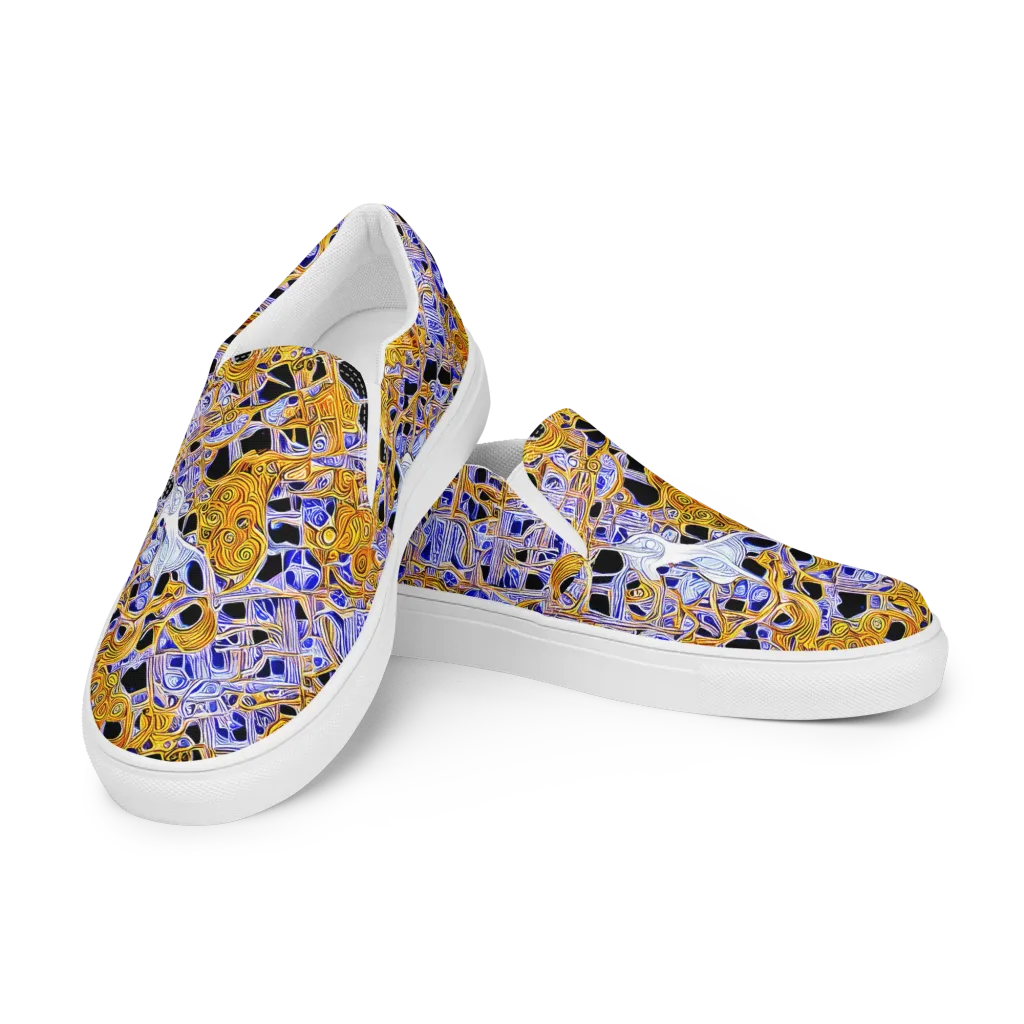 Cobalt Conflagration on Men's Slip-On Canvas Shoes — Left Front