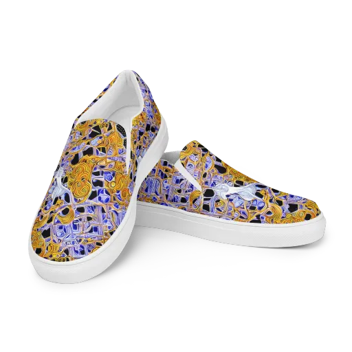 Cobalt Conflagration on a Men's Slip-On Canvas Shoes