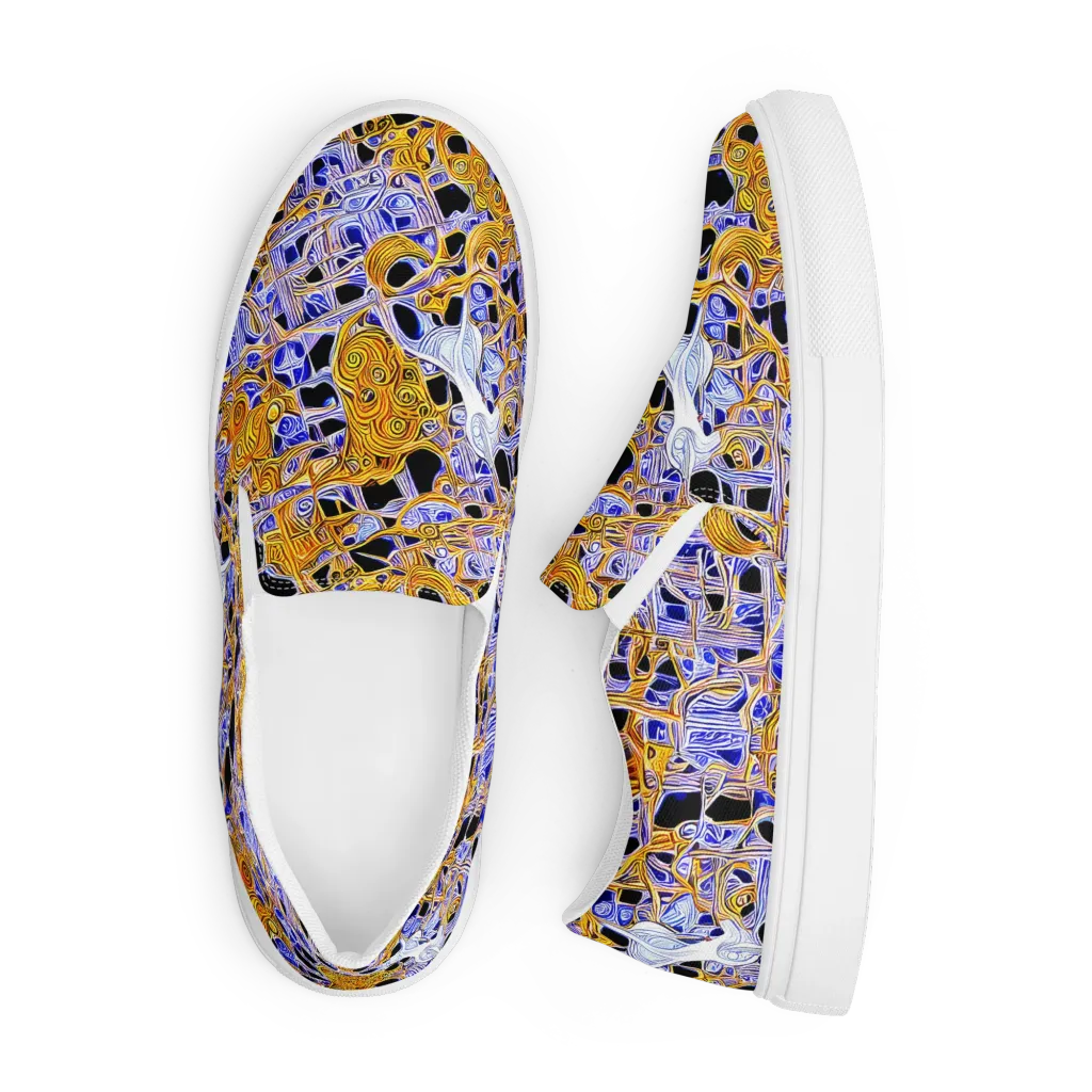 Cobalt Conflagration on Men's Slip-On Canvas Shoes — Front