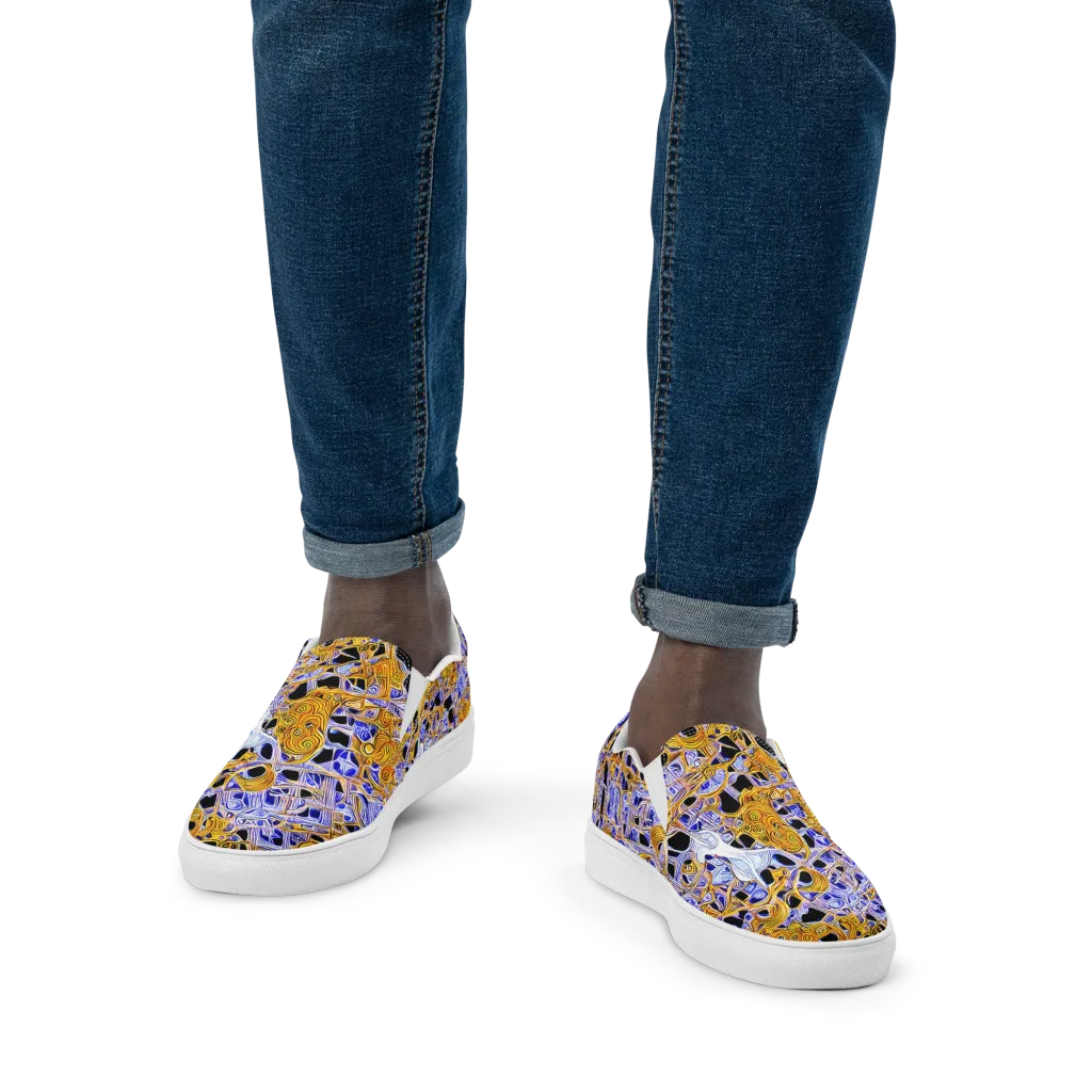 Cobalt Conflagration on Men's Slip-On Canvas Shoes — Front