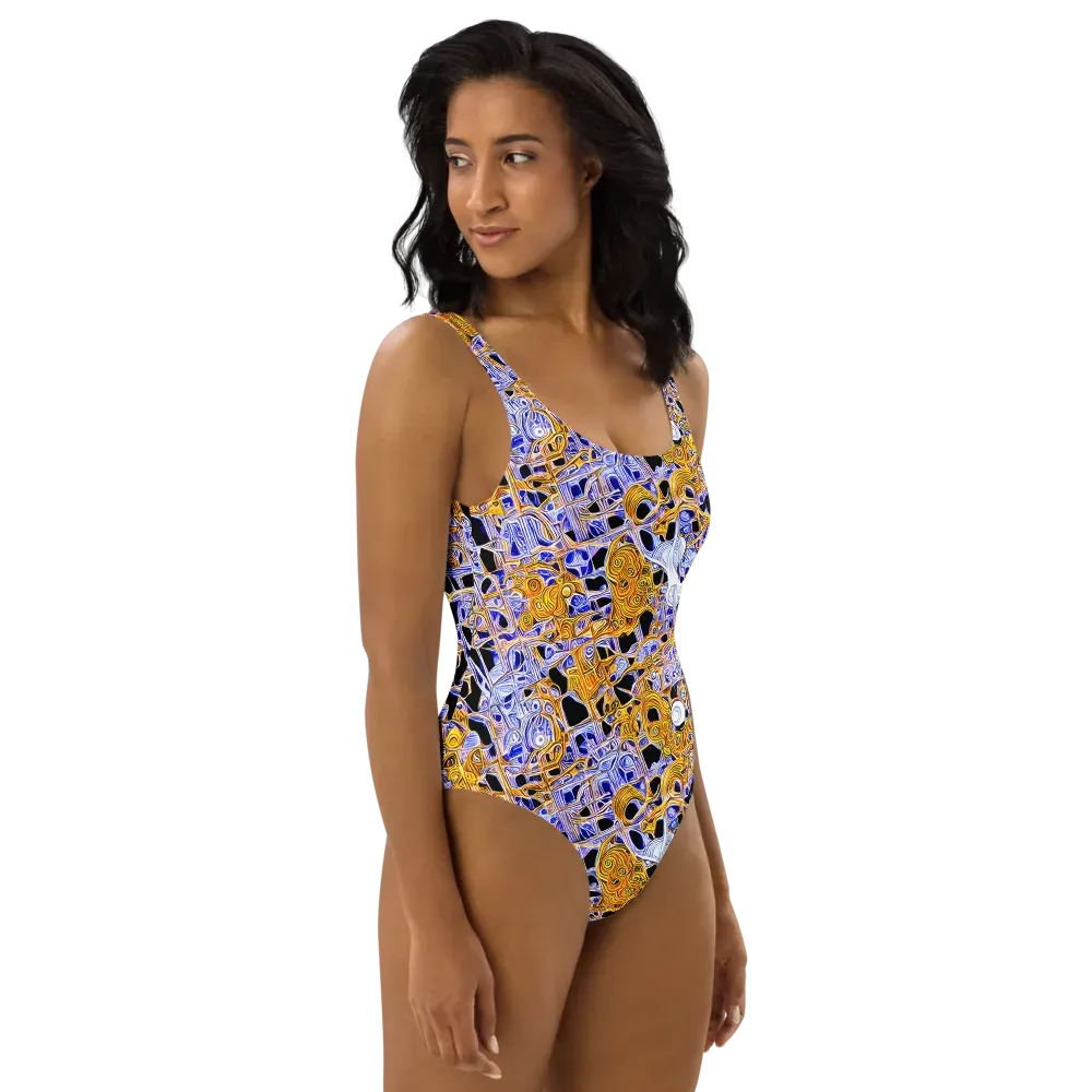 Cobalt Conflagration on One-Piece Swimsuit — Right