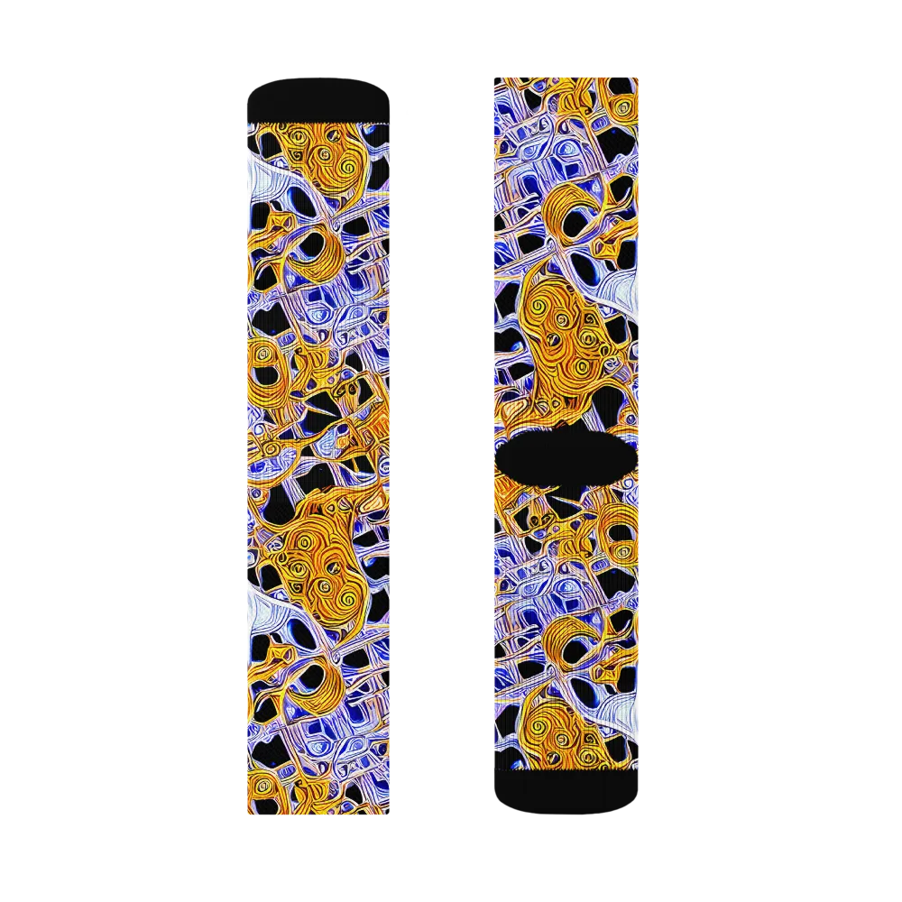 Cobalt Conflagration on Socks — Right Sock