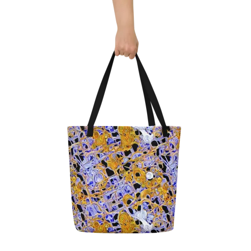 Cobalt Conflagration on a Large Tote Bag W/ Pocket