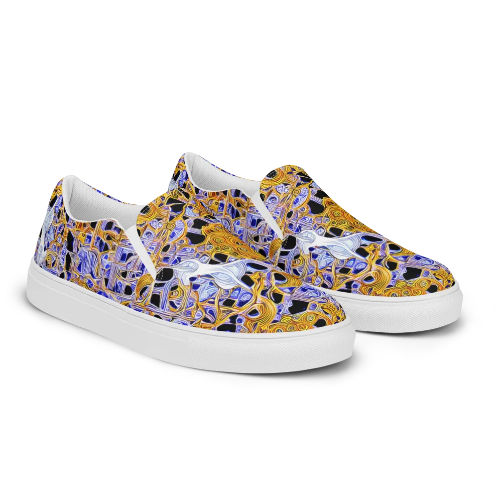 Cobalt Conflagration on Women's Slip-On Canvas Shoes — Right Front