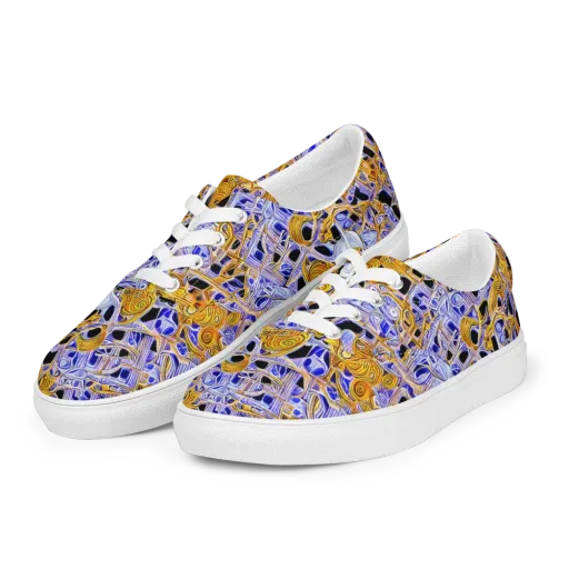Cobalt Conflagration on a Men's Lace-Up Canvas Shoes