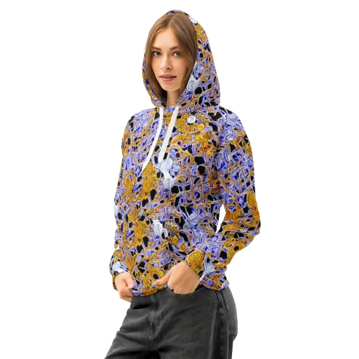 Cobalt Conflagration on a Cotton Hoodie