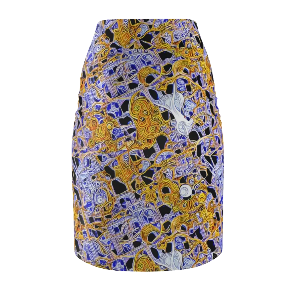 Cobalt Conflagration on Pencil Skirt — Back