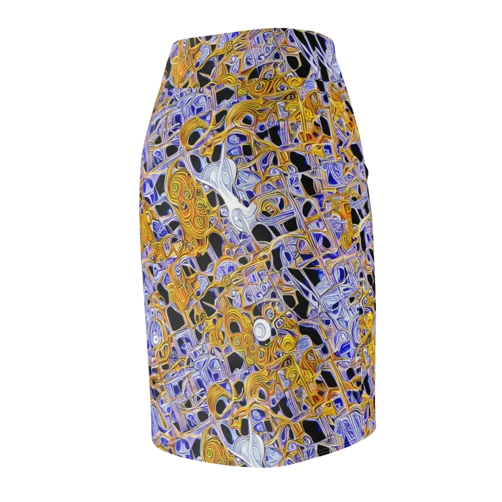 Cobalt Conflagration on Pencil Skirt — Back Side