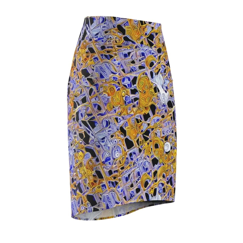 Cobalt Conflagration on Pencil Skirt — Front Side