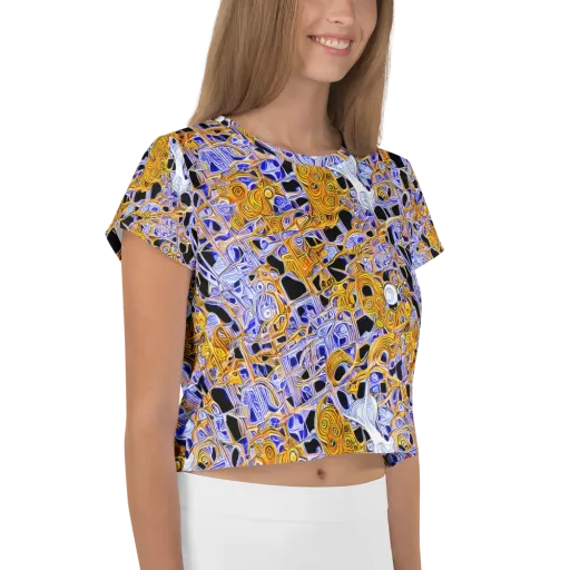 Cobalt Conflagration on a Crop Tee