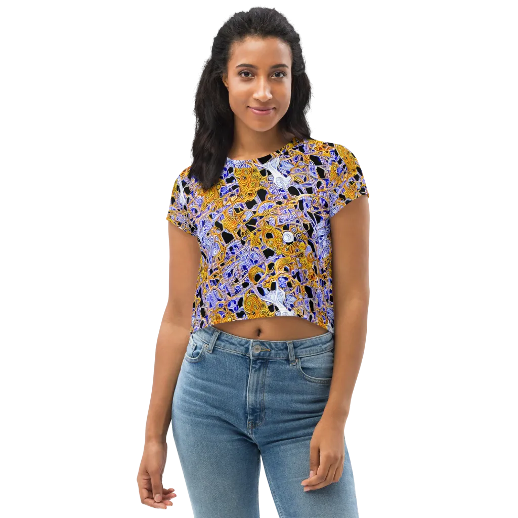 Cobalt Conflagration on Crop Tee — Front