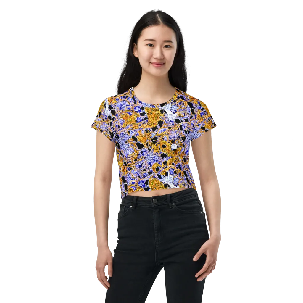 Cobalt Conflagration on Crop Tee — Front