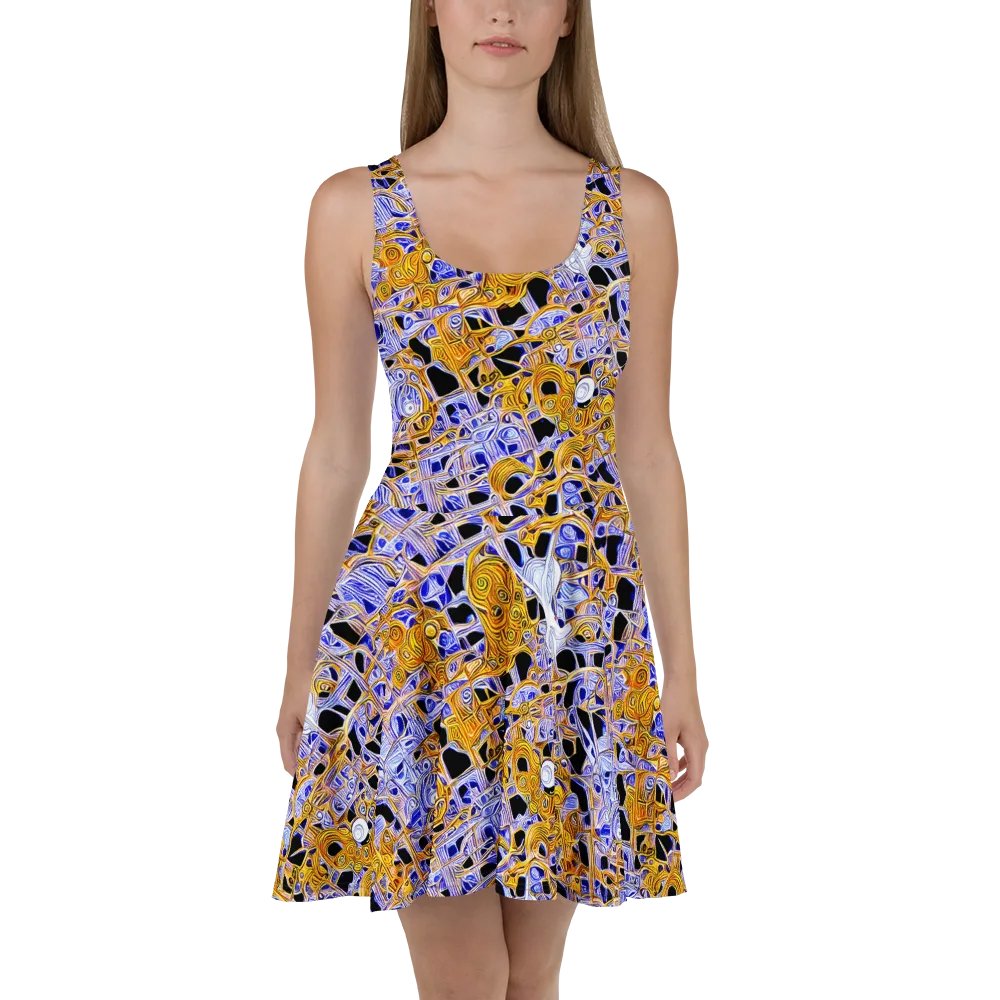 Cobalt Conflagration on Skater Dress — Front
