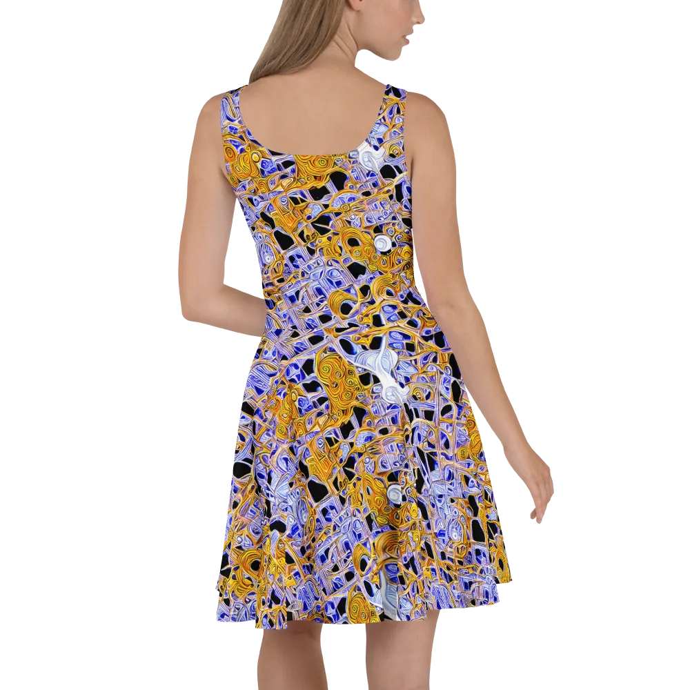 Cobalt Conflagration on Skater Dress — Back