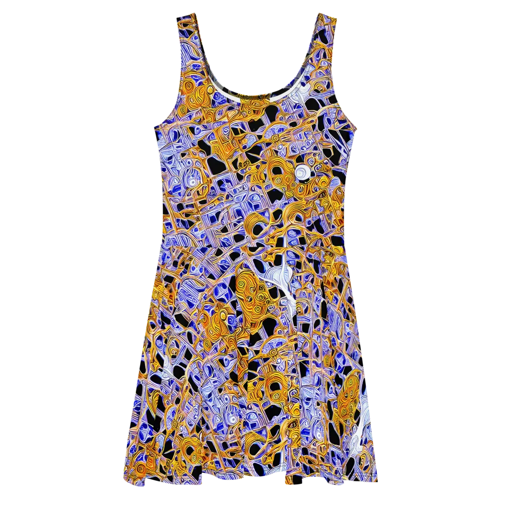 Cobalt Conflagration on Skater Dress — Front