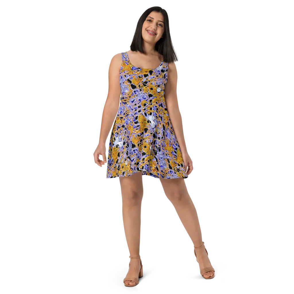 Cobalt Conflagration on Skater Dress — Front