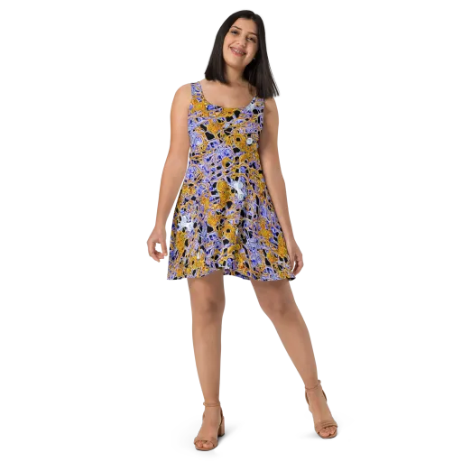 Cobalt Conflagration on a Skater Dress