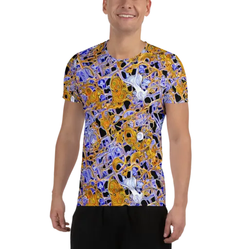 Cobalt Conflagration on a Men's Athletic T-Shirt