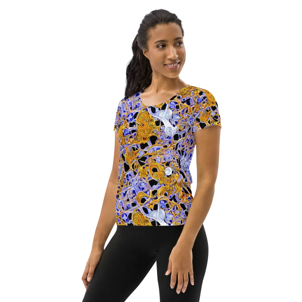 Cobalt Conflagration on Women's Athletic T-Shirt — Left